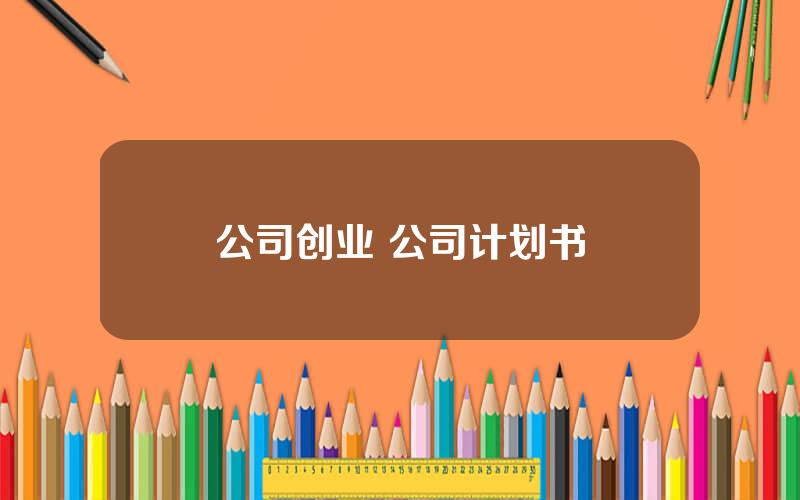 公司创业 公司计划书